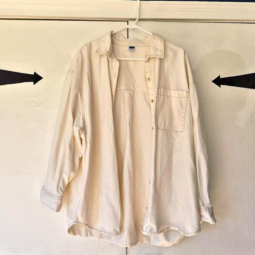 Old navy cream oversized cotton button down